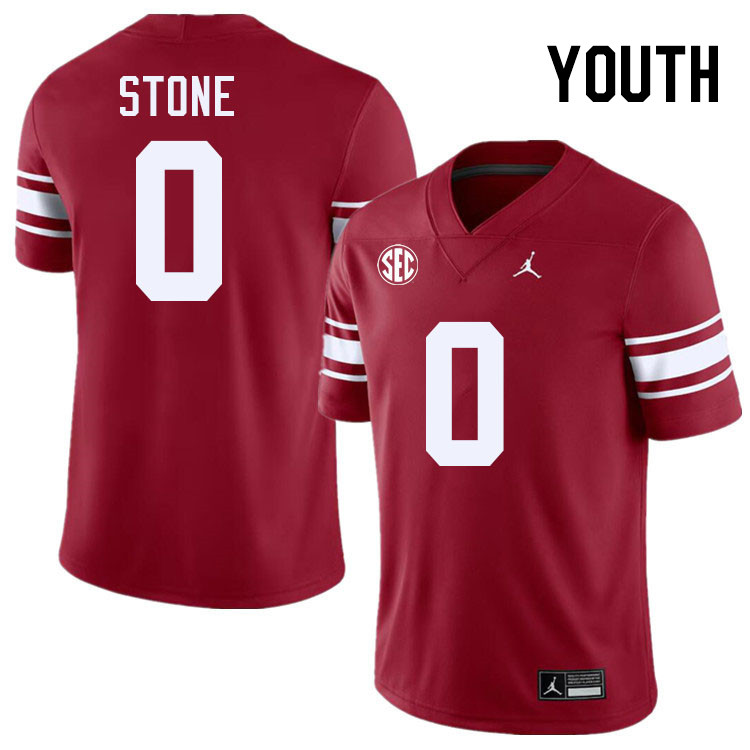 Youth #0 David Stone Oklahoma Sooners 2024 SEC Conference College Football Jerseys-Throwback